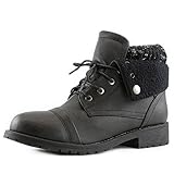 Women's DailyShoes Combat Style Up Sweater Top Ankle Bootie With Pocket for Credit Card Knife Money Wallet Pocket Boots