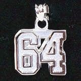 Small 1/2 Double Number with No Bar Polished Pendant - Sterling Silver Jewelry