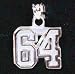Small 1/2 Double Number with No Bar Polished Pendant - Sterling Silver Jewelry