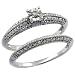 Sterling Silver Vintage Style 2-Pc. 9-Stone Diamond Engagement Ring Set w/ .098 Carat Brilliant Cut Diamonds (Available in Sizes 5 to 10), size 10 Discount