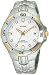 Men's Two Tone Stainless Steel Sport Watch Silver Tone Wave Patterned Dial