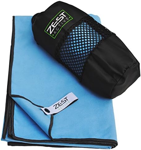 Quick Dry Microfiber Towel Pack with Mesh Bag. Large 50"x 30". Sky Blue. Sports, travel, backpacking, camping.