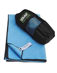Sports: QUICK DRY MICROFIBER TOWEL SET with Breathable Bag. Sky Blue LARGE. Ultra Soft Lightweight & Absorbent. Stays Fresher than Cotton. For Travel, Camping, Fitness, Sports, Travel. Lifetime Guarantee! - Zest Active