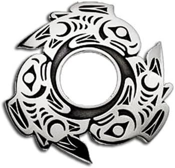 Sterling Silver Spawning Salmon LG Pendant. Made in USA.