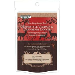 Addiction Raw Deyhdrated Dog Food - Homestyle Venison and Cranberry - 4-Ounces by 