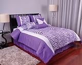 Chezmoi Collection 7pcs Light Purple Safari Zebra Printed Soft Microfiber C ....