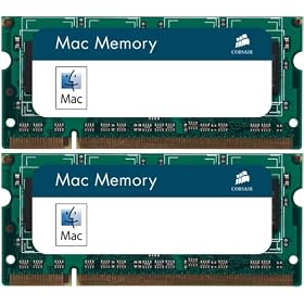Corsair Apple MAC Memory 2GB (2 X 1GB) PC2-5300 667MHz 200-pin DDR2 SODIMM Laptop Memory Kit - VSA2GSDSKIT667D2
