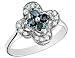 Blue and White Diamond Cluster Ring 1/2 Carat (ctw) in 14K White Gold