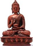 Red Stone Nepali Buddha, Blessing Pose, 5.5H