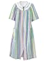 Rainbow-Stripe Plisse House Coat