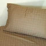 DAMASK CHEQUER 400 Thread Count Bed Sheet Set Queen (Linen)