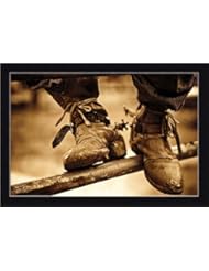 Home: Well Worn by Justin Spivey Cowboy Boots 19.5x13.5 Wall Art Print Framed Picture - Framed Art by Tilliams