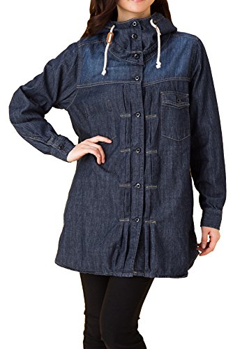 (Goldjapan)ゴールドジャパン 大きいサイズ レディース ロング デニム シャツ パーカー シャツワンピ ャツワンピー カジュアル 長袖 長そで ミニワンピース ロング 大きめ ゆったり チュニック Aライン ぽっちゃり ぽちゃかわ 体型カバー フォーマル 結婚式 カジュアル きれいめ maru-270701