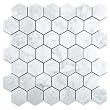 Carrara (Carrera) Hexagon Mosaic Tile 2" Venato Honed
