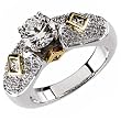 Two Tone Pave Diamond Engagement Ring (Center stone is not included)