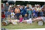Crowds watching pigs racing at the Mayfield county - 20 Inch Canvas Print (51 cm) by Robert Harding