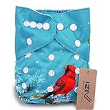 iZiv新生児1厚いおむつ付きオーガニック幼児防水/調整/再利用可能/洗えるポケット布おむつのフィット赤ちゃん0.5-3歳(バード)