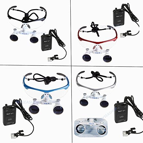 Dental Surgical Binocular Loupes Optical 3.5 × 420 Mm LED Headlight Head Light : blue, gray