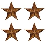 Pack Of 4 Golden Country Metal Star Wall Hangings 18