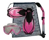 Snorkeling Scuba Dive Mask Dry Snorkel Fins Gear Bag Set