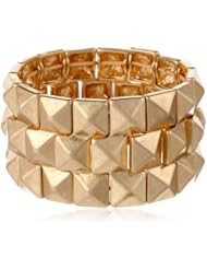 Steve Madden Gold Pyramid Stretch Bracelet, 7.5"