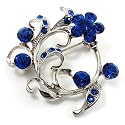Sapphire Crystal Floral Brooch