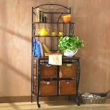 Iron/Wicker Baker's Rack with 4 Storage Drawers