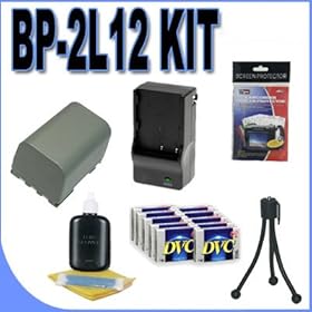 BP-2L12 Rechargeable Lithium Ion Replacement Battery/Rapid Charger BigVALUEInc MiniDV Accessory Saver Bundle for Canon ZR and Elura Series Camcorders