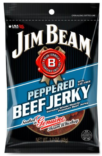Jim Beam Peppered Beef Jerky, 1.7-Ounce Bags (Pack of 8) by Dried Beef
