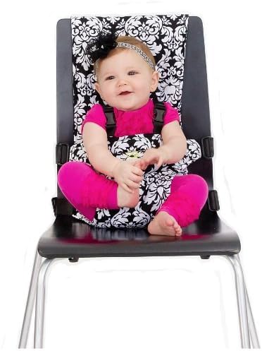 BambinOz Porta Chair Travel High Chair, Black &amp; White Damask by BambinOz