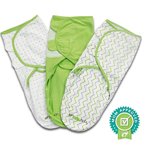 Ziggy Baby Swaddle Blanket Wrap Set, Grey/Green/White, 3 Pack