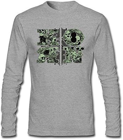 YLINMY Men's Korn Skulls Logo Long Sleeve T-shirt Size M Grey