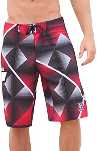 Islandhaze Mens Summer Beach Gear Series Quick Dry Board Shorts #MB15110(38 (Tag size 2XL),Red)