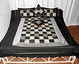 Embroidery & Sequins Work Silk bed sheet Bedspread with Pillow Covers & Cus ....