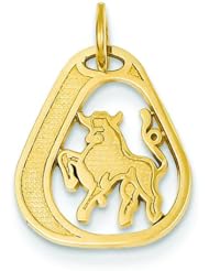 14K Yellow Gold Taurus Charm Zodiac Bull Pendant
