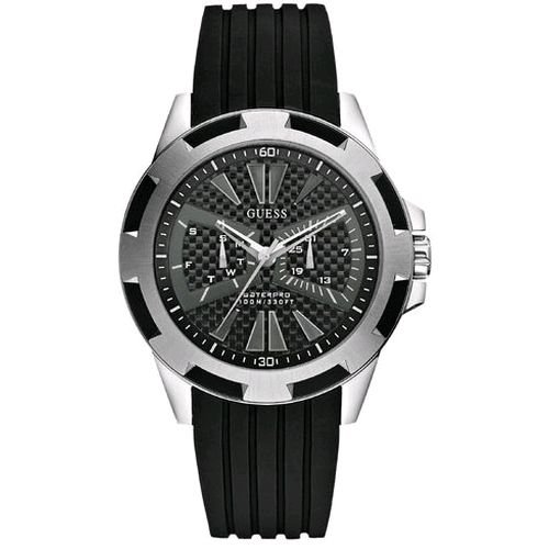 GUESS Black Rubber Strap Watch.