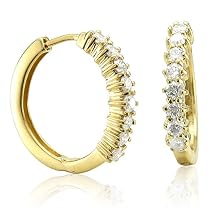 14k Yellow Gold Circle Hoop Huggies Diamond Earrings (GH, SI-I, 1.00 carat)