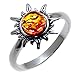 Honey Amber Sterling Silver Sun Ring, size 5