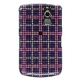 NEW! Premium Luxurious Designer Hard Diamond Glitter Crystal Snap-on Case for Blackberry Curve 8330, 8300, 8310 Case - Black Purple Checkers