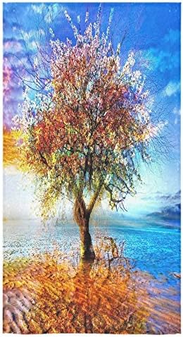 Beautiful Cherry Blossom Tree, Sakura Flower Pattern Sale Custom Bath Towels Large Soft and Comfortable Travel Beach Bathroom Shower Washcloth Wrap for Men/Women 80% Polyester 20% Cotton, (30" x 56")