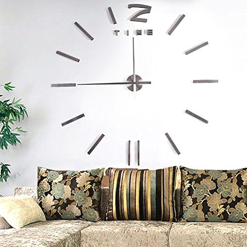 CCrystal DIY Large Wall Clock 3d Mirror Sticker Metal Big Watches Home Decor Unique Gift