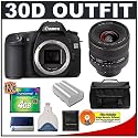 Canon EOS 30D Digital SLR Camera (Body Only) [in Canon Outfit Box] + Sigma 17-35mm f/2.8-4 EX DG HSM Lens + Transcend 4GB 120X CompactFlash (CF) Card + Spare Replacement Battery for Canon BP-511/BP-511a + Cameta Incognito 1000 Deluxe SLR Gadget Bag