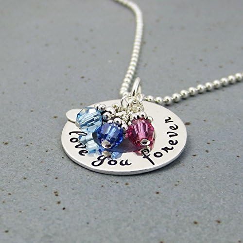 I Love You More Birthstone Necklace - Hand Stamped Personalized Jewelry