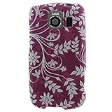 Hard Snap-on Shield RUBBERIZED With PURPLE LEAF FLORAL Design Faceplate Cov ....
