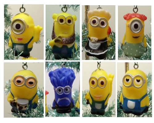 Despicable Me Holiday Christmas Tree 10 Piece Ornament Set Featuring 2" Plastic Shatterproof Minion Ornaments