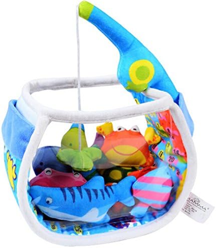MAMMA Teaching Educational Baby's Soft Ocean Fishing Toys Set Soothing Cloth Catch &amp; Count Fishing Game Sound Toy