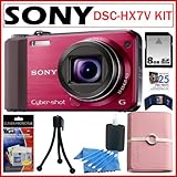 Sony Cyber-Shot DSC-HX7V/R 16.2 MP with 10x Optical Zoom in Red + 8GB Acces ....