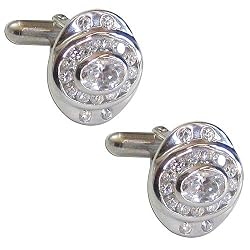 Cufflinks Sterling Silver Pair Zircon Gemstone (cflng237)