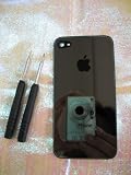Iphone 4S Back Cover Housing, iPhone 4S Only, Glass Mirror Battery Door, Replacement back housing with Flash Diffuser, Chrome Ring and interior Frame and free Star shaped 5 point screwdriver -KKINTRADE- S5