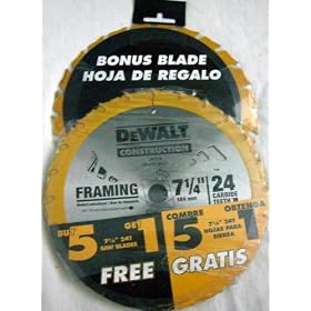 DEWALT DW3578SB1 Heavy Duty 5 Pack of 7-1/4-Inch Circular Saw Blades with FREE Extra Blade (6 blades total)